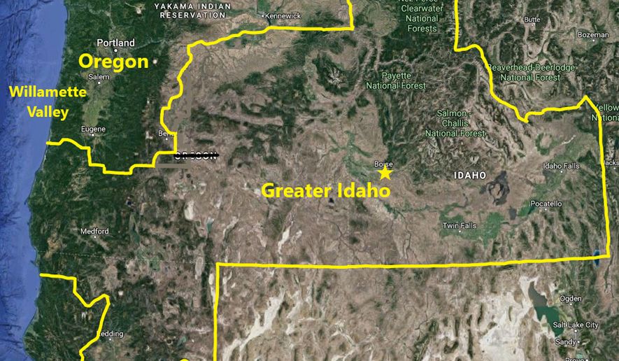 Move Oregon&#39;s Border seeks to bring rural Oregon and northern California counties into neighboring Idaho. (Image courtesy of Move Oregon&#39;s Border)