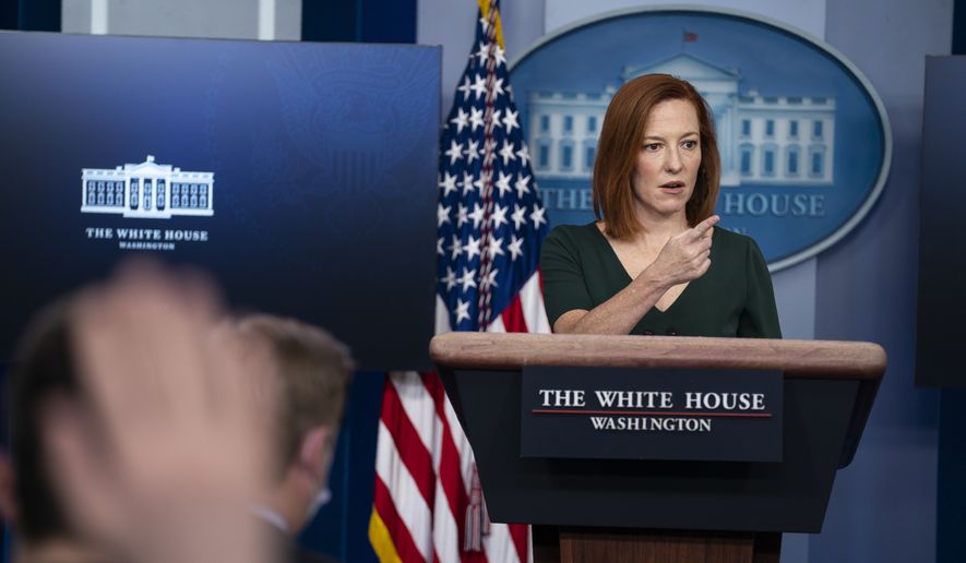 White House press secretary Jen Psaki speaks during a press briefing at the White House, Thursday, Feb. 25, 2021, in Washington. (AP Photo/Evan Vucci)