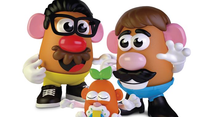 This photo provided by Hasbro shows the new Potato Head world. Mr. Potato Head is no longer a mister. Hasbro, the company that makes the potato-shaped plastic toy, is giving the spud a gender neutral new name: Potato Head. The change will appear on boxes this year. &amp;#160;(Hasbro via AP)
