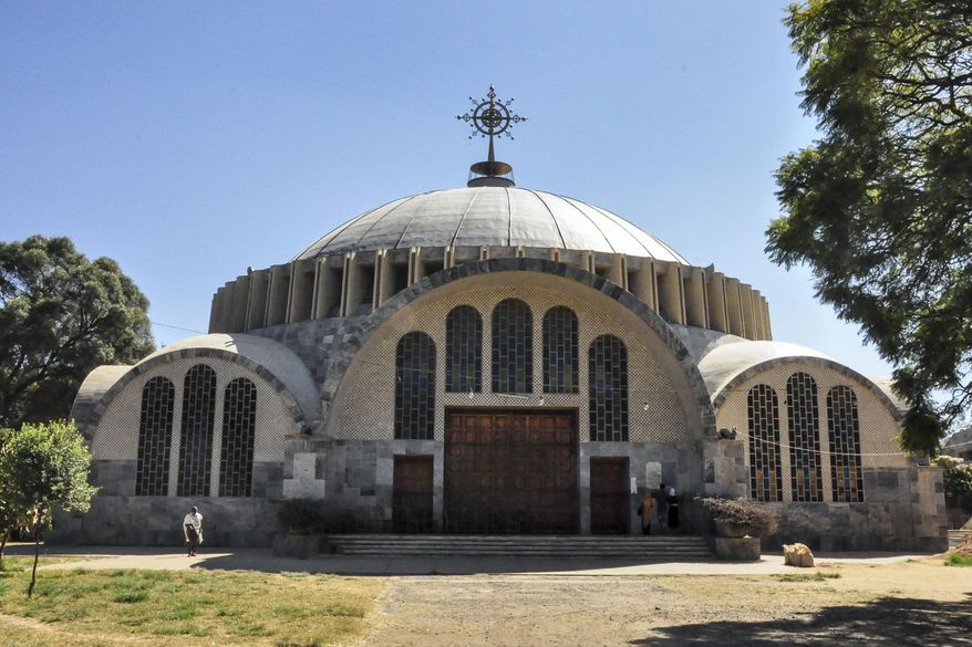 FILE - In this Monday, Nov. 4, 2013 file photo, the Church of St. Mary of Zion in Axum, in the Tigray region of Ethiopia. A new Amnesty International report issued Friday, Feb. 26, 2021 says soldiers from Eritrea systematically killed "many hundreds" of people, the large majority men, in a massacre in late November 2020 in the Ethiopian city of Axum. (AP Photo/File)