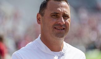 FILE - In this Sept. 28, 2019, file photo, then-Alabama offensive coordinator Steve Sarkisian is shown before an NCAA college football game against Mississippi in Tuscaloosa, Ala., in this Saturday, Sept. 28, 2019, file photo. University of Texas System regents on Thursday, Feb. 25, 2021, approved a six-year, $34.2 million guaranteed contract for new football coach Steve Sarkisian, while the school still owes his fired predecessor more than $15 million. (AP Photo/Vasha Hunt, File)