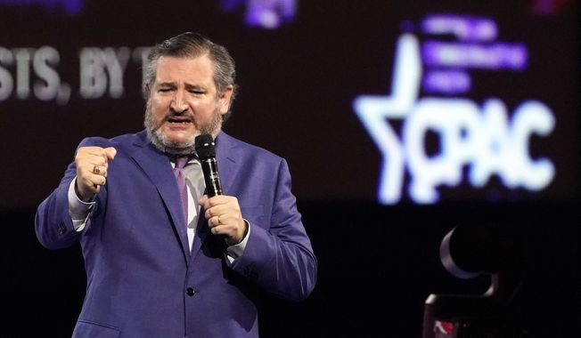 Sen. Ted Cruz, R-Texas speaks at the Conservative Political Action Conference (CPAC) Friday, Feb. 26, 2021, in Orlando, Fla. (AP Photo/John Raoux)