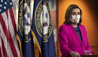 House Speaker Nancy Pelosi of Calif. speaks during her weekly briefing, Thursday, Feb. 25, 2021, on Capitol Hill in Washington. (AP Photo/Jacquelyn Martin)
