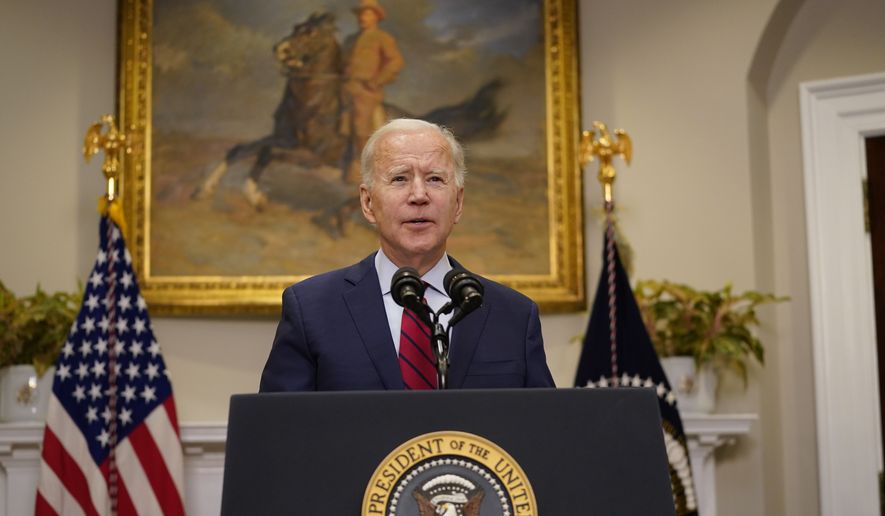 President Joe Biden speaks on the economy in the Roosevelt Room of the White House, Saturday, Feb. 27, 2021, in Washington. (AP Photo/Pablo Martinez Monsivais)