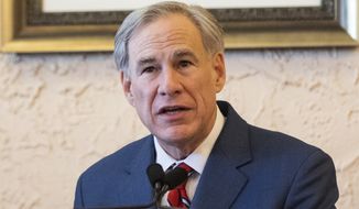 Texas Governor Greg Abbott delivers an announcement in Montelongo&#39;s Mexican Restaurant on Tuesday, March 2, 2021, in Lubbock, Texas, in this file photo. (AP Photo/Justin Rex)  **FILE**