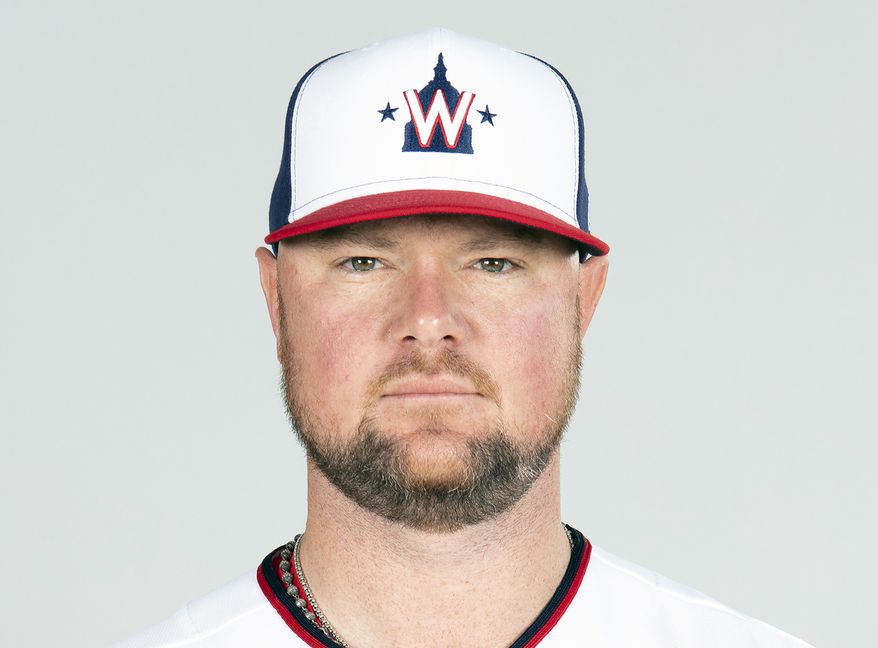FILE - This is a Friday, Feb. 26, 2021, photo showing Jon Lester of the Washington Nationals baseball team. Washington Nationals left-hander Jon Lester will have surgery to have a thyroid gland removed, manager Dave Martinez said Wednesday, March 3, 2021. Lester will leave spring training in West Palm Beach, Florida, and fly to New York for the procedure. (Mary DeCicco/MLB Photos via AP, Pool)
