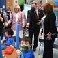 First lady Jill Biden and Education Secretary Miguel Cardona tour Benjamin Franklin Elementary School, Wednesday, March 3, 2021 in Meriden, Ct. (Mandel Ngan/Pool via AP)