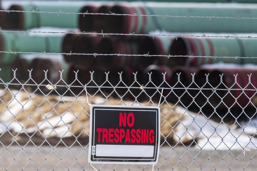 In this Dec. 18, 2020 file photo, pipes to be used for the Keystone XL pipeline are stored in a field near Dorchester, Neb. On Friday, March 5, 2021, The Associated Press reported on stories circulating online incorrectly asserting House Speaker Nancy Pelosi bought $1.5 million in “foreign oil stock” before President Joe Biden halted the construction of the Keystone XL pipeline. The House Speaker filed a Periodic Transaction Report on Jan. 21, 2021, which disclosed stock shares or call options made by her husband, Paul Pelosi. There are no oil companies listed on the form. (Chris Machian/Omaha World-Herald via AP)