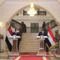 Egyptian President Abdel Fattah al-Sisi meets Chairman of the Sovereignty Council of Sudan Gen. Abdel Fattah Abdelrahman al-Burhan at the Presidential Palace in Khartoum, Sudan, Saturday, March. 6, 2021.  Egypt&#39;s presidency says President Abdel Fattah el-Sissi trip was to address an array of issues, including economic and military ties and the two nations’ dispute with Ethiopia over a massive dam Addis Ababa is building on the Blue Nile. The visit comes amid a rapprochement between the two governments. (Presidency of Sudan via AP)
