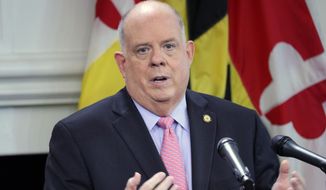 In this Thursday, Oct. 1, 2020, file photo, Maryland Gov. Larry Hogan speaks during a news conference in Annapolis, Md. (AP Photo/Brian Witte, File) ** FILE **