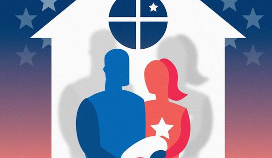 Family in America illustration by Linas Garsys / The Washington Times