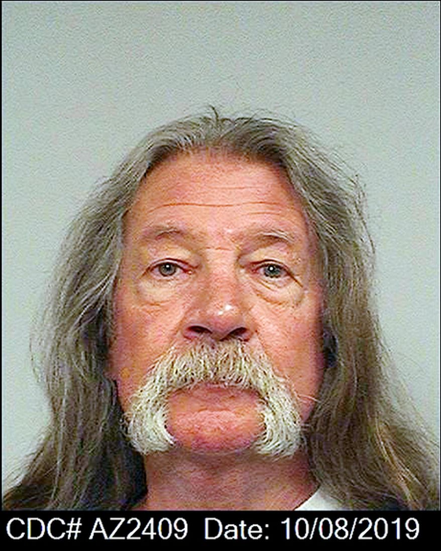 In this Oct. 8, 2019, photo released by the California Department of Corrections and Rehabilitation is inmate John Sullivan. The 66-year-old inmate was found unresponsive in his cell at San Quentin State Prison early Wednesday, March 10, 2021, and state corrections officials said they are treating his death as a homicide. Sullivan had served half of his 10-year sentence from Placer County for failing to register as a sex offender, a second-strike. (California Department of Corrections and Rehabilitation via AP)