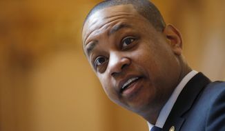 FILE - In this March 5, 2020, file photo, Virginia Lt. Gov. Justin Fairfax directs the Senate at the Capitol, in Richmond, Va. Appellate judges reviewing a defamation lawsuit filed by Fairfax expressed concern, Thursday, March 11, 2021, that journalists gave an overly credulous reaction to two women who accused him of sexual assault, but were skeptical that he could meet the high standard required to prove libel. (AP Photo/Steve Helber, File)