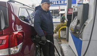 Gasoline and diesel prices have jumped nearly 30% since November. The national average for a gallon of regular hit $2.85 Sunday. (Associated Press)