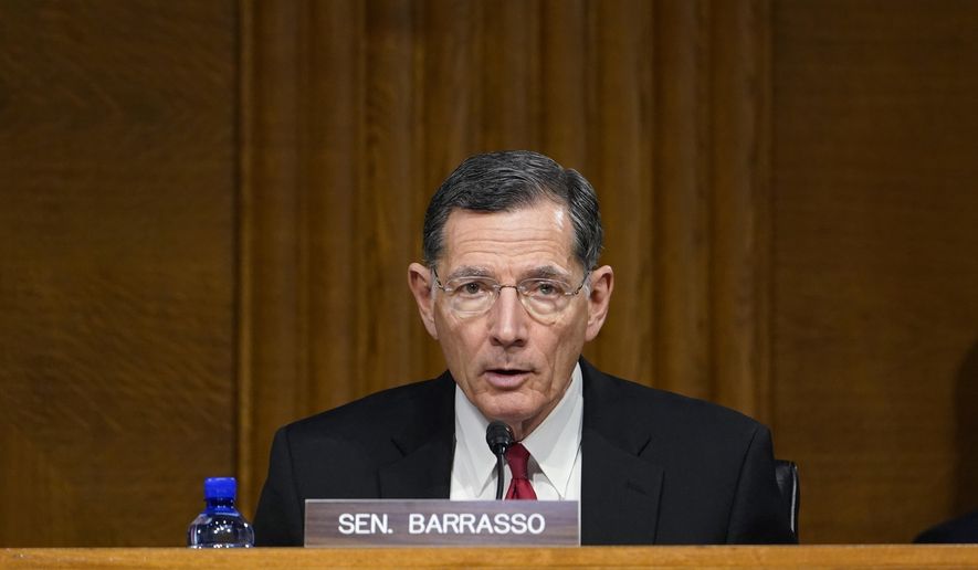 Sen. John Barrasso, R-Wyo., speaks during a Senate Energy and Natural Resources Committee hearing on Capitol Hill in Washington, Thursday, March 11, 2021, to examine the reliability, resiliency, and affordability of electric service in the United States amid the changing energy mix and extreme weather events. (AP Photo/Susan Walsh)