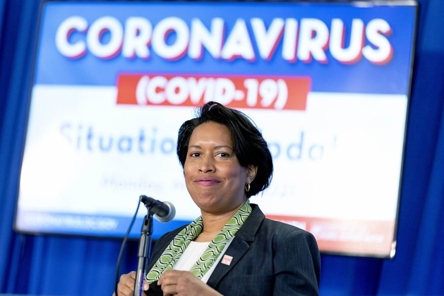 Washington Mayor Muriel Bowser arrives to give a coronavirus update at a news conference, Monday, March 15, 2021, in Washington. (AP Photo/Andrew Harnik) **FILE**