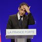 In this April 28, 2012, file photo, France&#39;s President and candidate for reelection in 2012, Nicolas Sarkozy, gestures as he delivers a speech during a campaign meeting in Cournon-d&#39;Auvergne, central France. Former President Sarkozy is scheduled to go on trial Wednesday, March 17, on charges that his unsuccessful reelection bid in 2012 was illegally financed.(AP Photo/Michel Euler, File)
