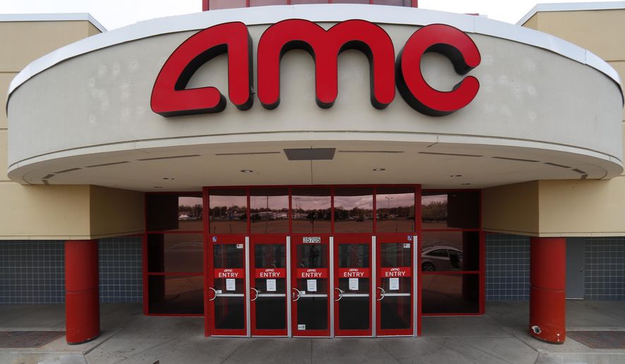 This May 8, 2020, file photo shows an AMC Theatre in Clinton Township, Mich. (AP Photo/Paul Sancya) ** FILE **