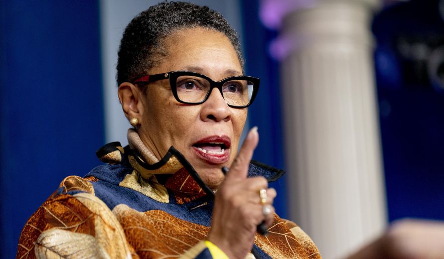 Housing and Urban Development Secretary Marcia Fudge speaks at a press briefing at the White House, Thursday, March 18, 2021, in Washington. (AP Photo/Andrew Harnik)