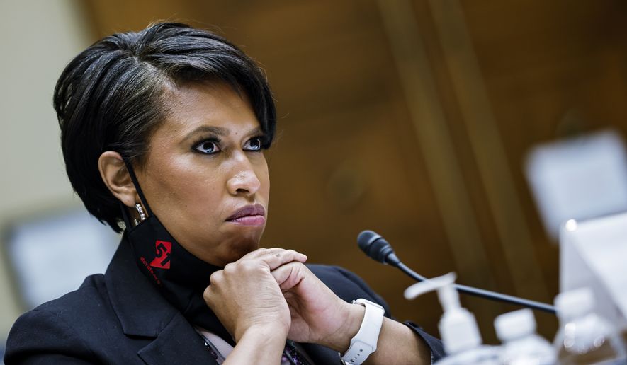 In this March 22, 2021 file photo, Washington, D.C., Mayor Muriel Bowser testifies before a House Oversight and Reform Committee hearing on the District of Columbia statehood bill. (Carlos Barria/Pool via AP) **FILE**
