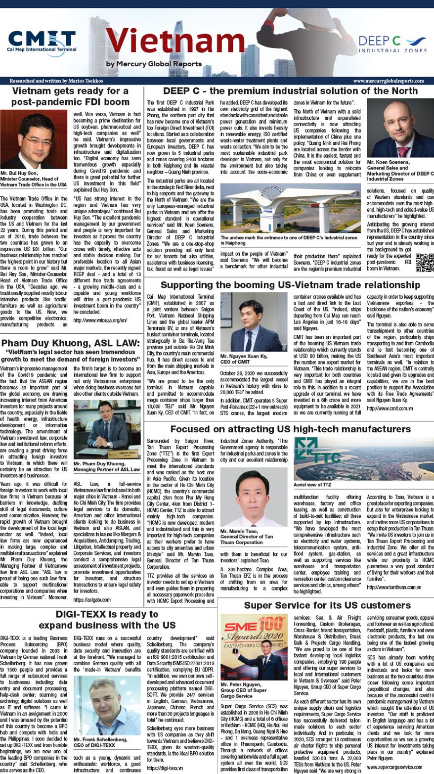 Vietnam 2021 Special Report is available in the March 24, 2021, edition of The Washington Times. (cover)