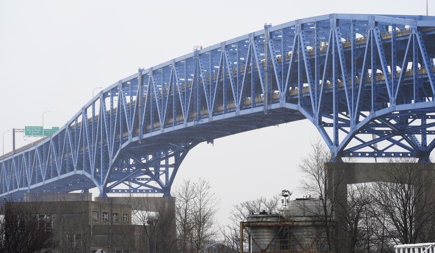 Shown is Interstate-95′s mile-long double-decked Girard Point Bridge in Philadelphia, Wednesday, March 24, 2021. PennDOT named several bridges including the Girard Point Bridge that it said it is considering tolling to pay for the reconstruction. (AP Photo/Matt Rourke)