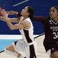 Stanford&#39;s Anna Wilson shoots past Missouri State&#39;s Jasmine Franklin during the second half of an NCAA college basketball game in the Sweet 16 round of the Women&#39;s NCAA tournament Sunday, March 28, 2021, at the Alamodome in San Antonio. (AP Photo/Morry Gash)