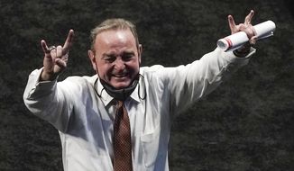 Texas head coach Vic Schaefer reacts after an NCAA college basketball game against Maryland in the Sweet 16 round of the Women&#39;s NCAA tournament Sunday, March 28, 2021, at the Alamodome in San Antonio. Texas won 64-61. (AP Photo/Morry Gash)