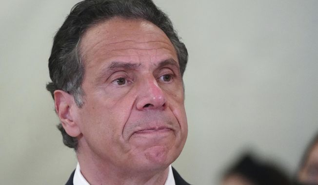 New York Gov. Andrew Cuomo speaks at an event at the new Settlement Community Center in the Bronx borough of New York, Friday, March 26, 2021. (Carlo Allegri/Pool Photo via AP)