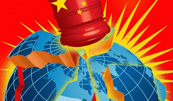 China’s Communist rulers wrest the torch of global leadership from America illustration by Linas Garsys / The Washington Times