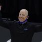 UCLA head coach Mick Cronin reacts to a call during the first half of a men&#39;s Final Four NCAA college basketball tournament semifinal game against Gonzaga, Saturday, April 3, 2021, at Lucas Oil Stadium in Indianapolis. (AP Photo/Darron Cummings)