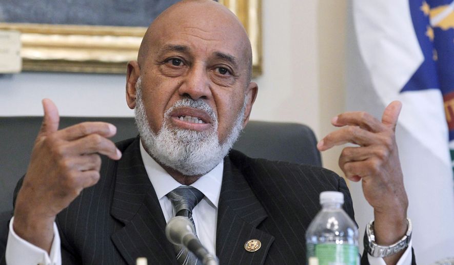 FILE - In this May 19, 2010 file photo, Rep. Alcee Hastings, D-Fla., speaks on Capitol Hill in Washington. Florida Congressman Alcee Hastings says he has pancreatic cancer but plans to remain in office as he fights the disease. The 82-year-old Democrat said in a statement Monday, Jan. 14, 2019, that he is optimistic about his chances for survival and for being able to perform his duties.(AP Photo/Manuel Balce Ceneta, File)