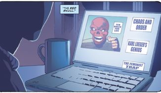 Author Jordan B. Peters of &quot;12 Rules for Life&quot; and &quot;Beyond Order&quot; is likened to Marvel&#39;s &quot;Red Skull&quot; in the latest issue of &quot;Captain America,&quot; April 2021. (Image: Marvel Comics, Captain America 28, Digital Edition screenshot)