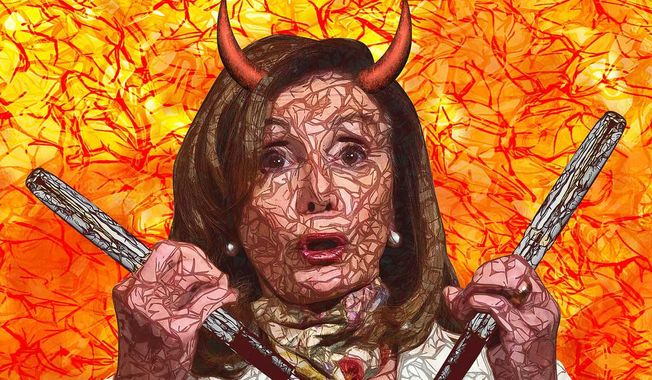 Written in Hell by the Devil Pelosi Herself Illustration by Greg Groesch/The Washington Times