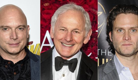 This combination of photos shows actors, from left, Michael Cerveris, Victor Garber and Steven Pasquale, who will participate in the dark musical “Assassins,&amp;quot; for a streaming fundraising event. Cast members of the show’s 1990 world premiere will join with the 2004 Tony-winning revival, as well as the cast of the upcoming Classic Stage Company production for an hour-long filmed program on April 15 that mixes memories and music, exploring the show from the actors&#39; points of view. (AP Photo)