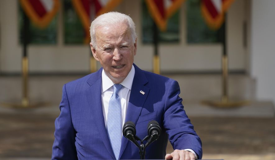 President Joe Biden speaks about gun violence prevention in the Rose Garden at the White House, Thursday, April 8, 2021, in Washington. (AP Photo/Andrew Harnik)