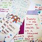 &amp;quot;Notes of Love&amp;quot; are displayed on a table at Kalico Art Center in support of the LGBTQ+ community hosted by the Glacier Queer Alliance in Kalsipell, Mont., on March 31, 2021. (Hunter D&#39;Antuono/Flathead Beacon via AP)
