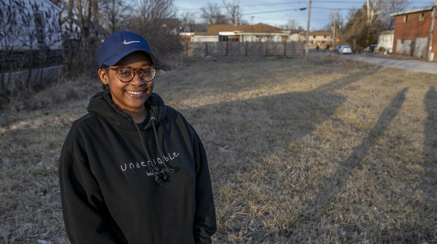 Eugenia Alexander is planning to build a creative green safe space for the community serving the city of East Saint Louis at the intersection of Trendley Ave. and 11th St. (Derik Holtmann/Belleville News-Democrat via AP)