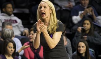 FILE - Connecticut assistant coach Shea Ralph reacts during the second half of an NCAA college basketball game against Temple in Philadelphia, in this Saturday, Jan. 19, 2019, file photo. Vanderbilt has hired Shea Ralph away from UConn to help revive the Commodores&#39; struggling women&#39;s basketball program. Athletic director Candice Lee announced the hiring Tuesday morning, April 13, 2021, a week after firing Stephanie White. (AP Photo/Chris Szagola, File)