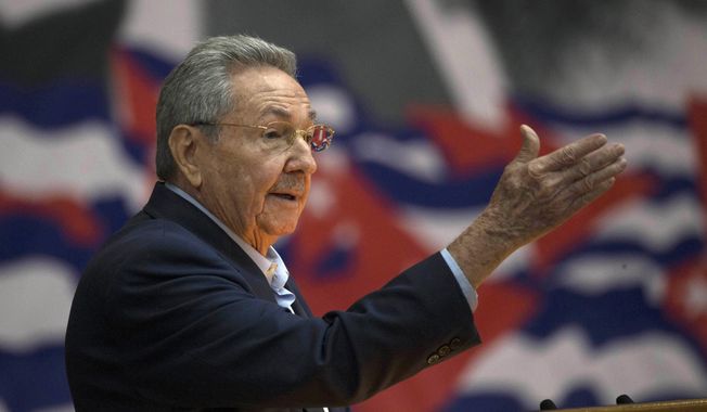 In this April 16, 2016, file photo, Cuba&#x27;s President Raul Castro addresses the Cuban Communist Party Congress in Havana, Cuba. The VIII Congress of the Communist Party of Cuba, between April 16 and 19, 2021, could go down in history as the last with a member of the Castro family at the head, if Raul Castro fulfills his announcement to say goodbye as secretary-general. (Ismael Francisco/Cubadebate via AP File)