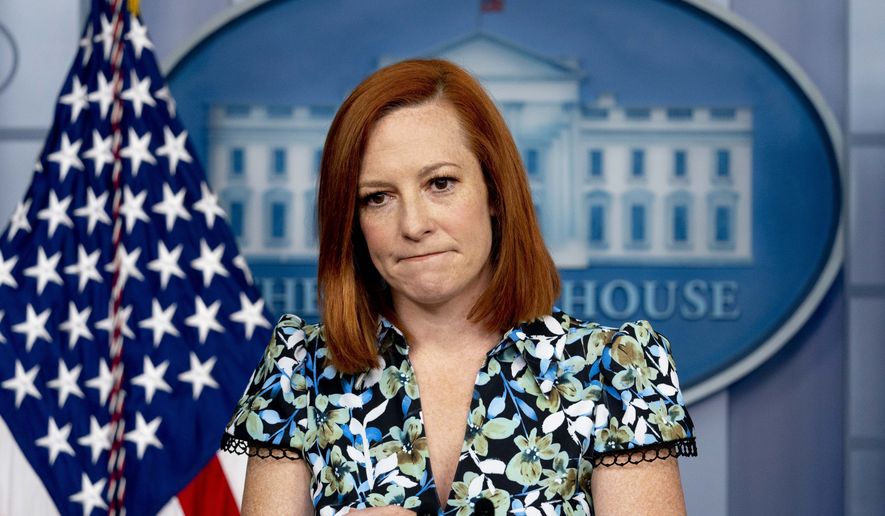 White House press secretary Jen Psaki takes a question from a reporter during a press briefing in the White House in Washington, Friday, April 16, 2021. (AP Photo/Andrew Harnik)