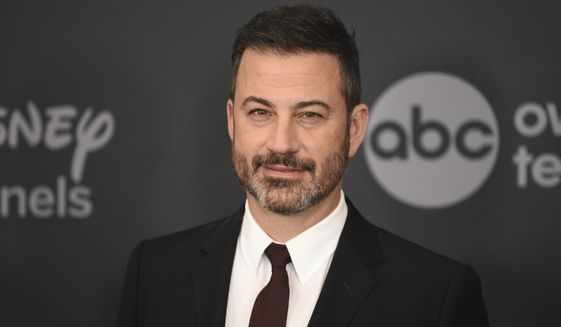 This May 14, 2019 file photo shows Jimmy Kimmel at the Walt Disney Television 2019 upfront in New York. Kimmel and former NASA engineer and YouTube Creator Mark Rober will host a three-hour-long livestream fundraiser for autism. (Photo by Evan Agostini/Invision/AP, File)