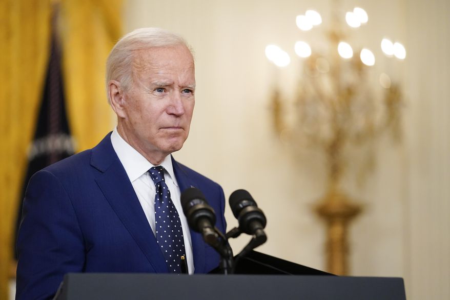 In this April 15, 2021, photo President Joe Biden speaks about Russia in the East Room of the White House in Washington. In recent days, Mr. Biden has piled new sanctions on Russia, announced he would withdraw all U.S. troops from Afghanistan in less than five months and backed away from a campaign promise to sharply raise refugee admission caps. (AP Photo/Andrew Harnik, File)