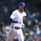Chicago Cubs Kris Bryant rounds the bases after hitting a two-run home run during the fifth inning of a baseball game against the Atlanta Braves Saturday, April 17, 2021, in Chicago. (AP Photo/Paul Beaty)