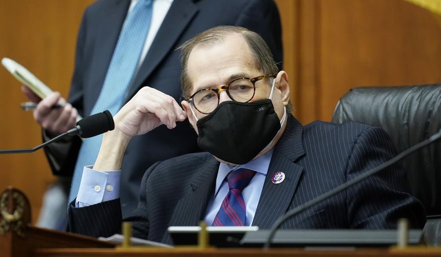 House Judiciary Committee Chairman Jerrold Nadler, D-N.Y., listens as his panel holds a markup of a bill to create a commission to study and address social disparities in the African American community today. (AP Photo/J. Scott Applewhite)