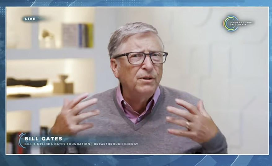 In this image from video, Bill Gates speaks during the White House Climate Leaders Summit, Friday, April 23, 2021. (AP Photo) ** FILE **
