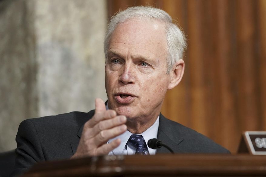 In this March 3, 2021, file photo, Sen. Ron Johnson, R-Wis., speaks at the U.S. Capitol in Washington. (Greg Nash/Pool via AP) ** FILE **