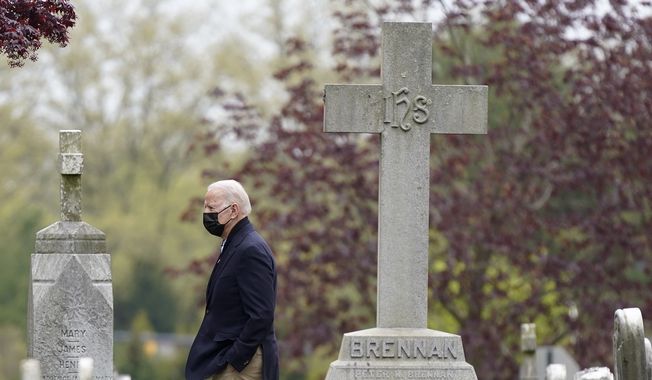 President Joe Biden departs after attending Mass at St. Joseph on the Brandywine Catholic Church, Saturday, April 24, 2021, in Wilmington, Del. Biden is spending the weekend at his home in Delaware. (AP Photo/Patrick Semansky) **FILE**