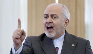 In this Aug. 5, 2019, file photo, Iranian Foreign Minister Mohammad Javad Zarif speaks at a press conference in Tehran, Iran. A recording of Iran&#39;s foreign minister offering a blunt appraisal of diplomacy and the limits of power within the Islamic Republic has leaked out publicly, providing a rare look inside the country&#39;s theocracy. (AP Photo/Ebrahim Noroozi, File)