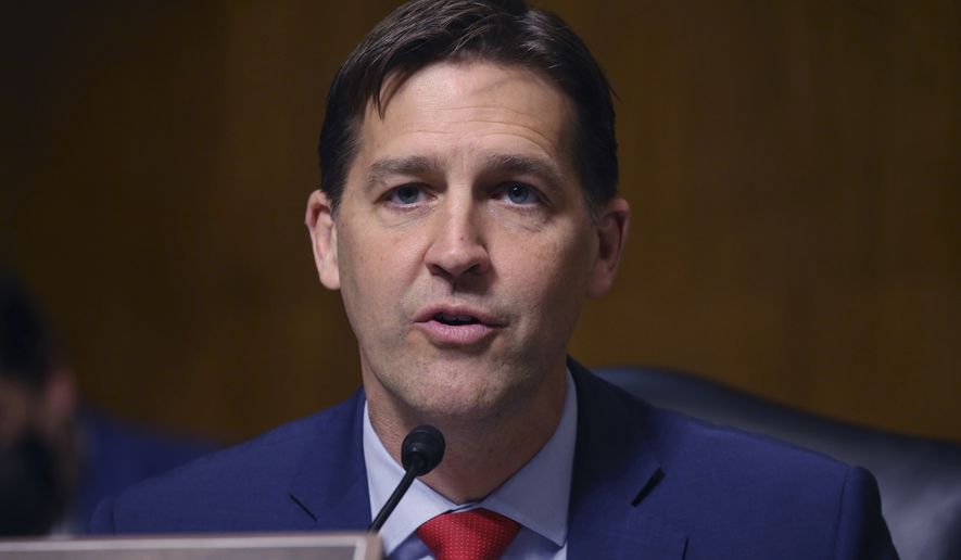 Sen. Ben Sasse, R-Neb., makes his opening statement during a hearing of the Senate Judiciary Subcommittee on Privacy, Technology, and the Law, on Capitol Hill, Tuesday, April 27, 2021, in Washington. (Tasos Katopodis/Pool via AP)